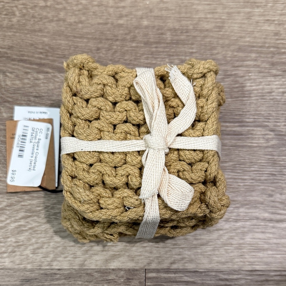 Square Crocheted Cotton Coasters (Set of 4)